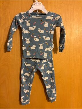 Tea Collection Blue Bunny Print Pajama Set